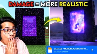 MINECRAFT BUT DAMAGE = MORE REALISTIC MOD FOR PE FINALLY!