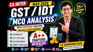 CA Inter GST MCQ Analysis May 2026 | Most Important Chapters for Case Scenario & MCQ