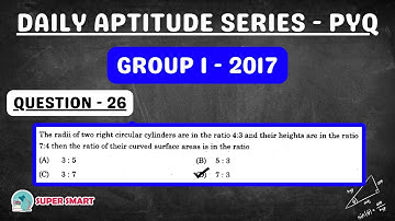 The radii of two right circular cylinders are in the ratio 4:3 | Grp 1 2017 QP Sol @supersmart2k19
