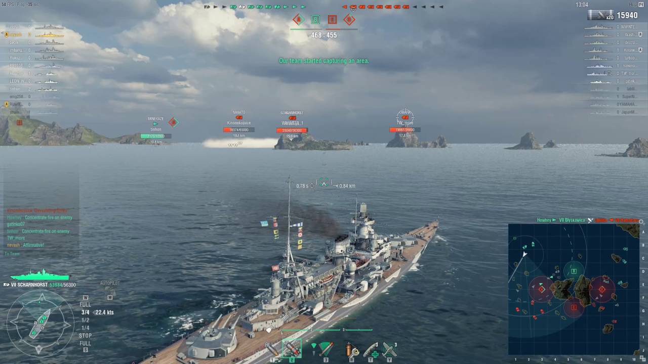 World of Warships German Battleship: Scharnhorst (no commentary)
