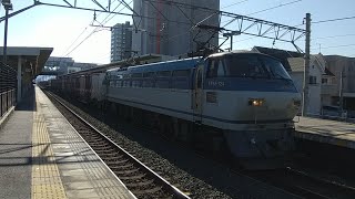 3075ﾚ EF66-124号機牽引貨物列車(下り)相見駅通過