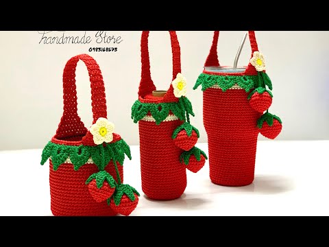 Video Hướng dẫn móc vỏ bình nước trái dâu cực cute - youtube