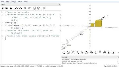 OpenSCAD tutorial: resize vs scale