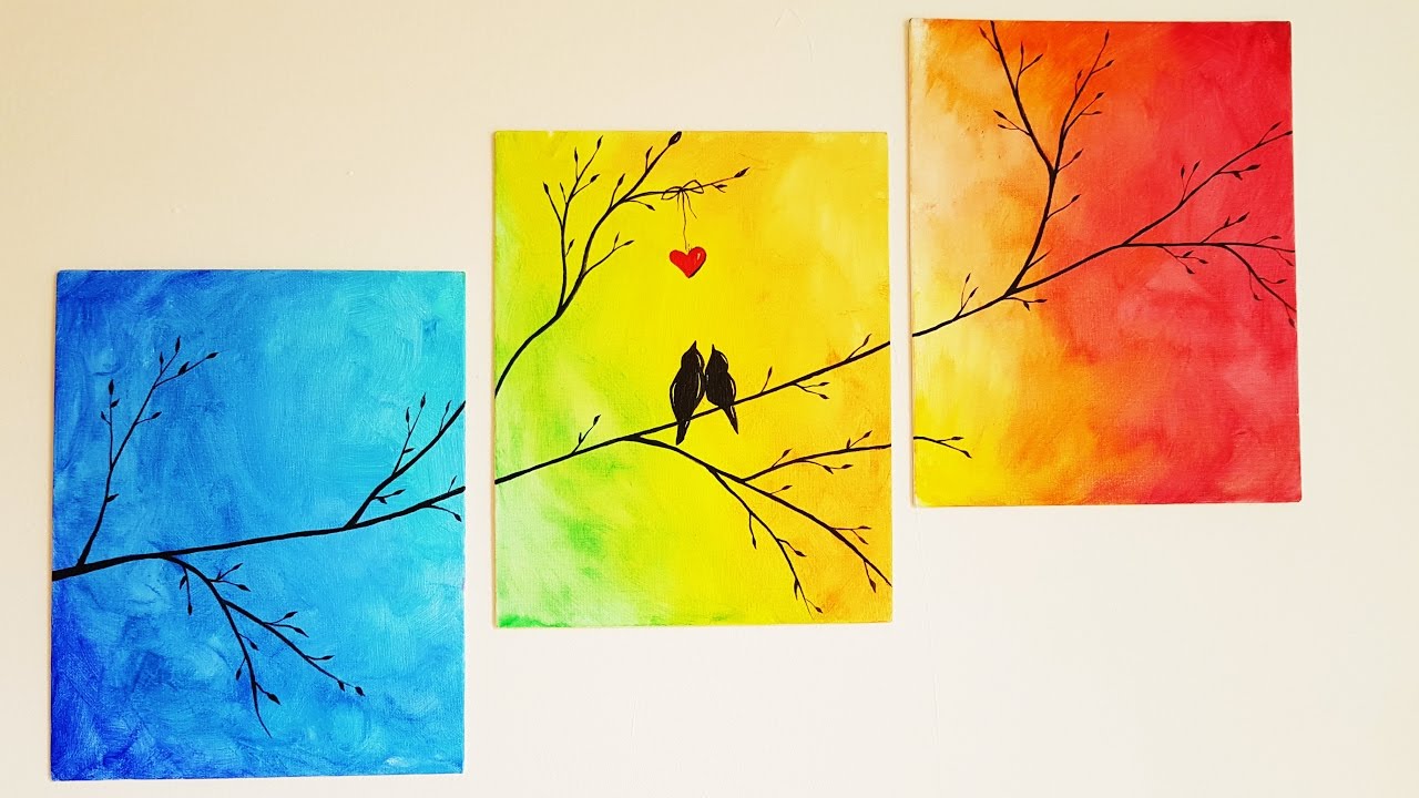  DIY  Colorful Tree Canvas  Painting   Room  Decor  YouTube