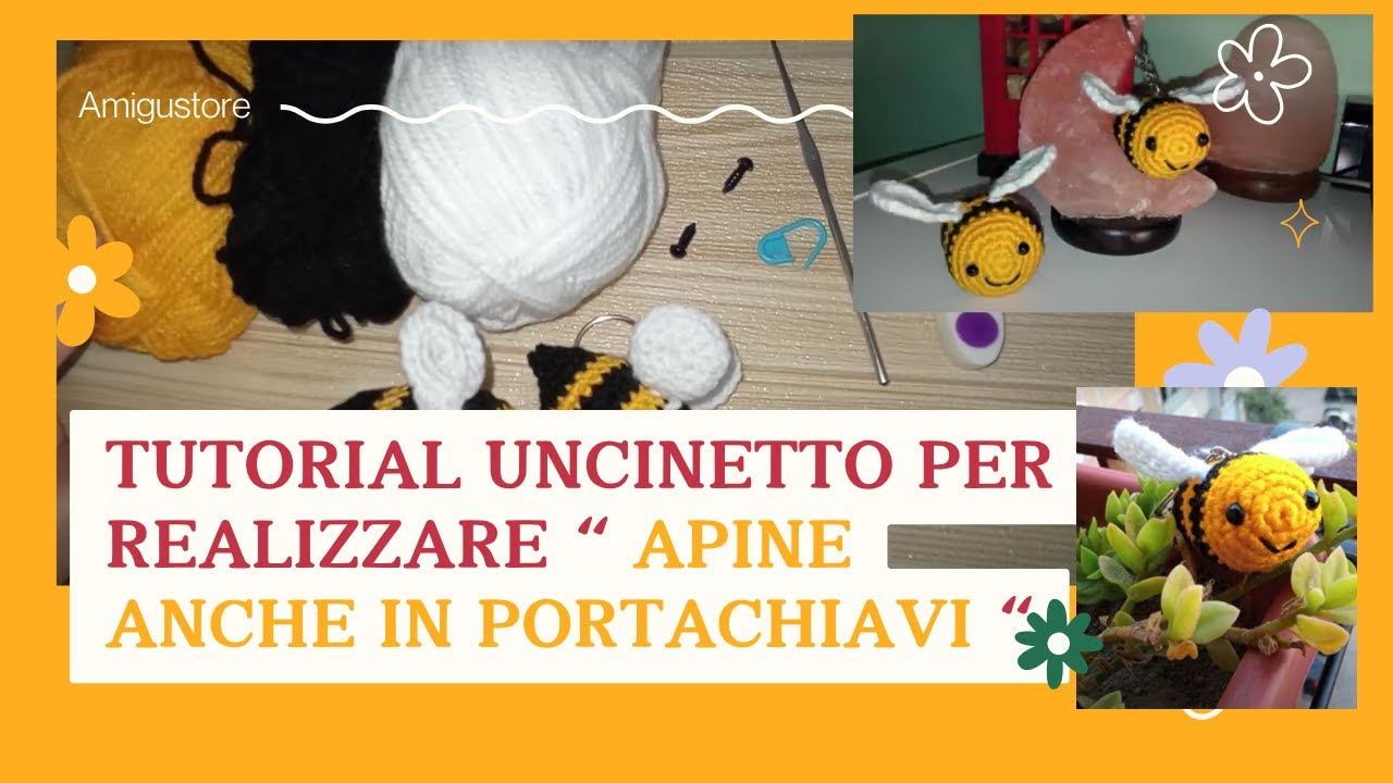 Tutorial Amigurumi Ape 🐝 – Portachiavi o Calamita crochet Uncinetto Facile