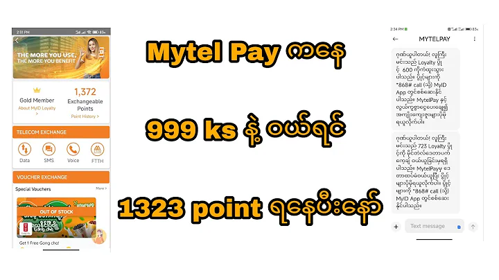 Mytel Pay ကနေ 999 ks နဲ့ဝယ်ရင် 1323 point တောင်ရနေတာနော် / #mytelpay #point