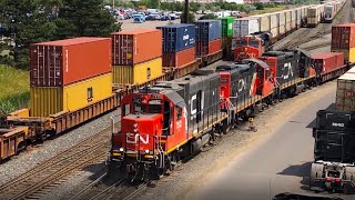 DOUBLE YARDS TRAFFIC! CN & CP railfanning at Brampton, ON!