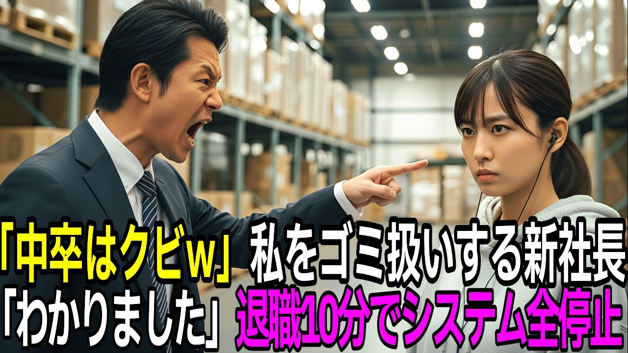 「中卒はクビ」物流倉庫を解雇された私。正体を知らない新社長。「わかりました」と去った結果。。。[スカッとする話]