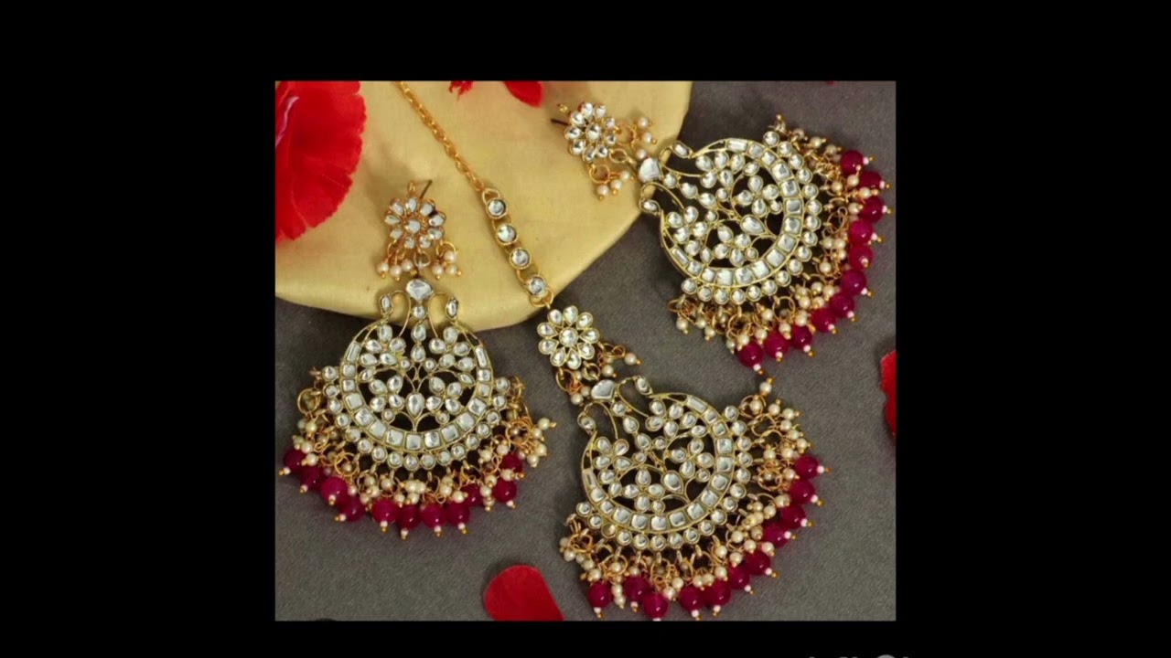 Fashionable Earrings With Mangtika | Earrings And Mangtika Set