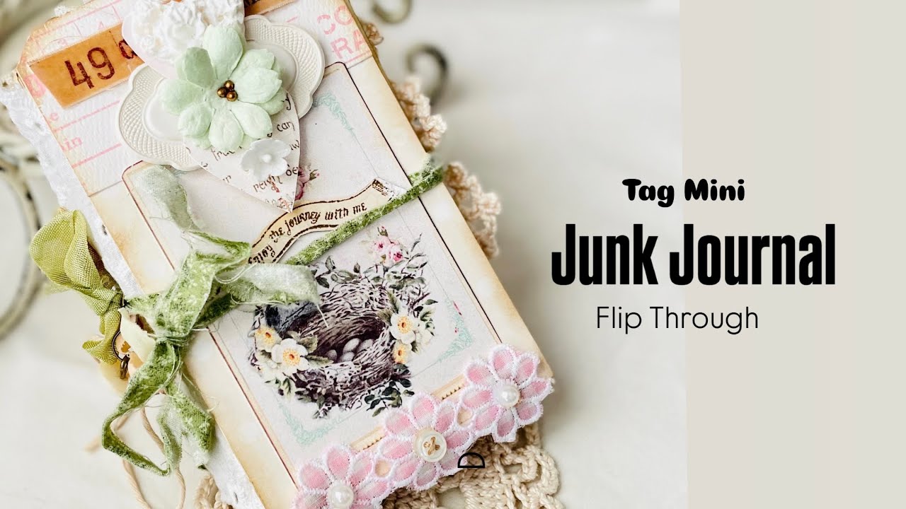 Mini Junk Journal ✂️ Flip Through Tag Accordion Shabby Style Tags | Iralamija Scrapbook