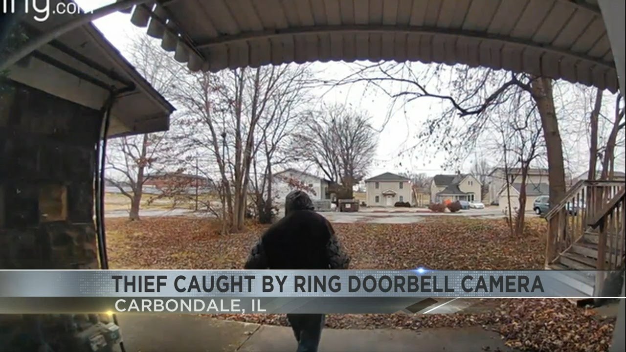 Thief caught by Ring doorbell camera in Carbondale - YouTube