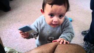 Baby Caleb walking