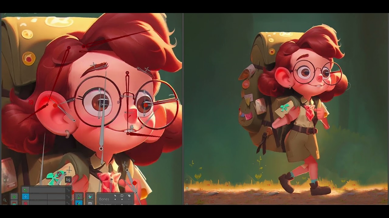 Spine 2D Character Animation Girl Scout Walk - YouTube