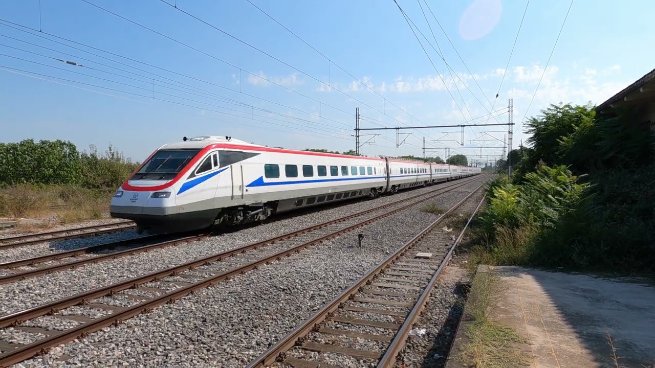 (4K) Trains at Adendro station, Macedonia, Greece