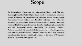 Call for Papers-3rd International Conference on Information Theory & Machine Learning (ITEORY 2025)