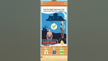 braindom 2 level 207 end the fight between the werewolf and the  vampire #shorts #youtube