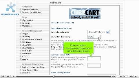 Installing cubecart via fantastico