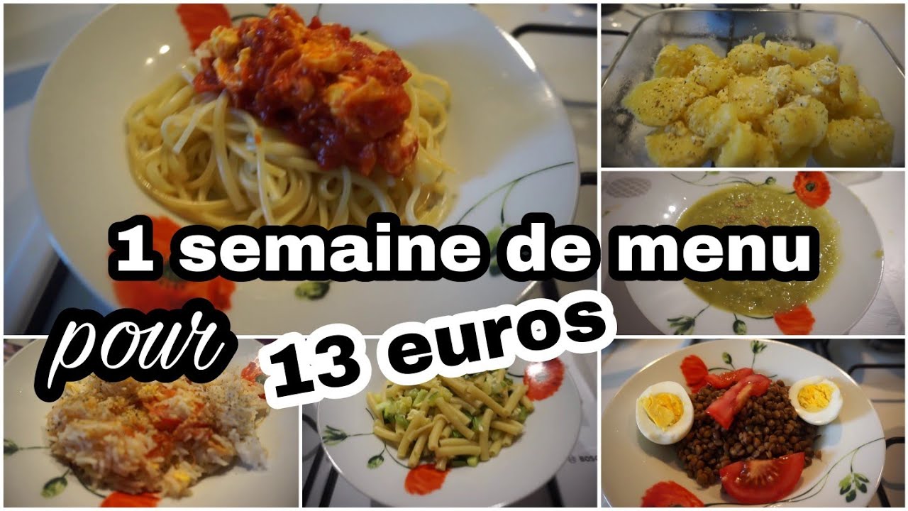 UNE SEMAINE DE MENU ( 14 REPAS ) POUR 13 EUROS !!!!