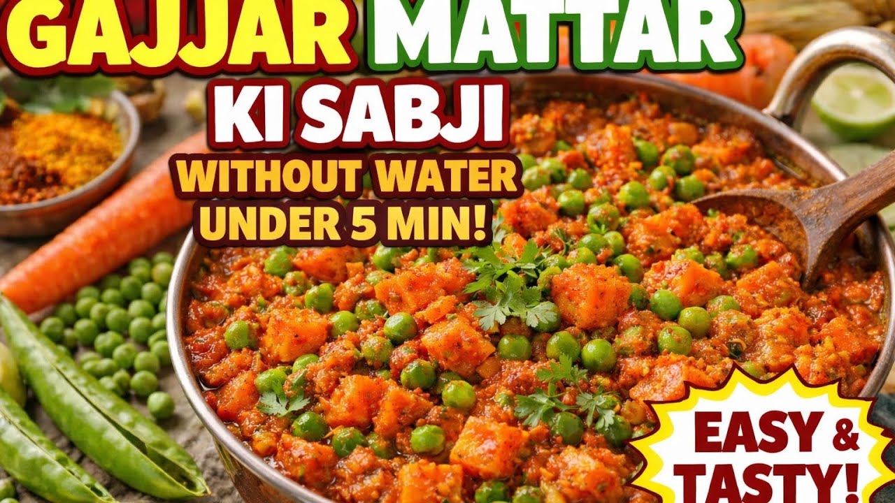 5 Minute Gajjar Matar Ki Sabji 🔥 | No Water | best for healt and taste ☺️