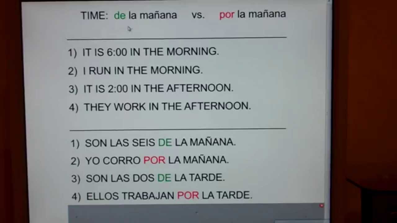 TIME de la mañana vs. por la mañana It is 600 in the morning