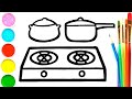 Drawing a picture of kitchen appliances |ein Bild von Küchengeräten zeichnen| رسم صورة لأدوات المطبخ