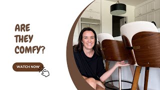 Wood & Leather Bar Stools | Counter Height Kitchen Stools | cream kitchen 