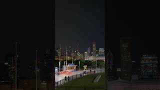 Chicago skyline night time field museum soldier field crowd roaring weeknd concert