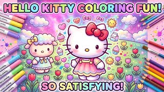 🦄🌸💖Coloring Hello Kitty & Her Friend ✨ So Satisfying!Bringing Hello Kitty to Life with Colors! 🌈💘🏩