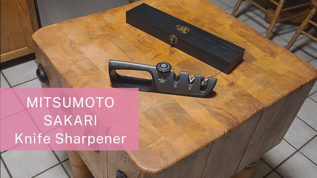 MITSUMOTO SAKARI Knife Sharpener, Japanese kitchen Knife Sharpener with  Adjustable Angle Knob