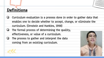 UNIT III. D. CURRICULUM EVALUATION