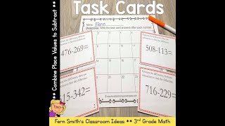 3rd Grade Go Math 1.11 Combine Place Values to Subtract Task Cards