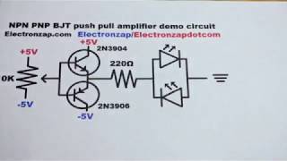 Quick NPN PNP BJT push pull amplifier demonstration electronics circuit by electronzap