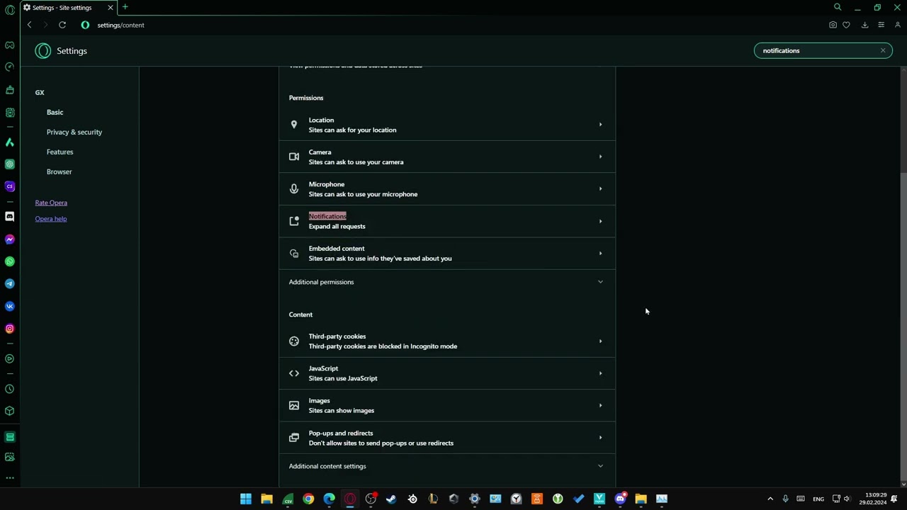 How to Turn OFF Notifications in Opera GX?