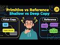 Primitive vs Reference Data Types in JavaScript | Shallow vs Deep Copy Explained 🔥
