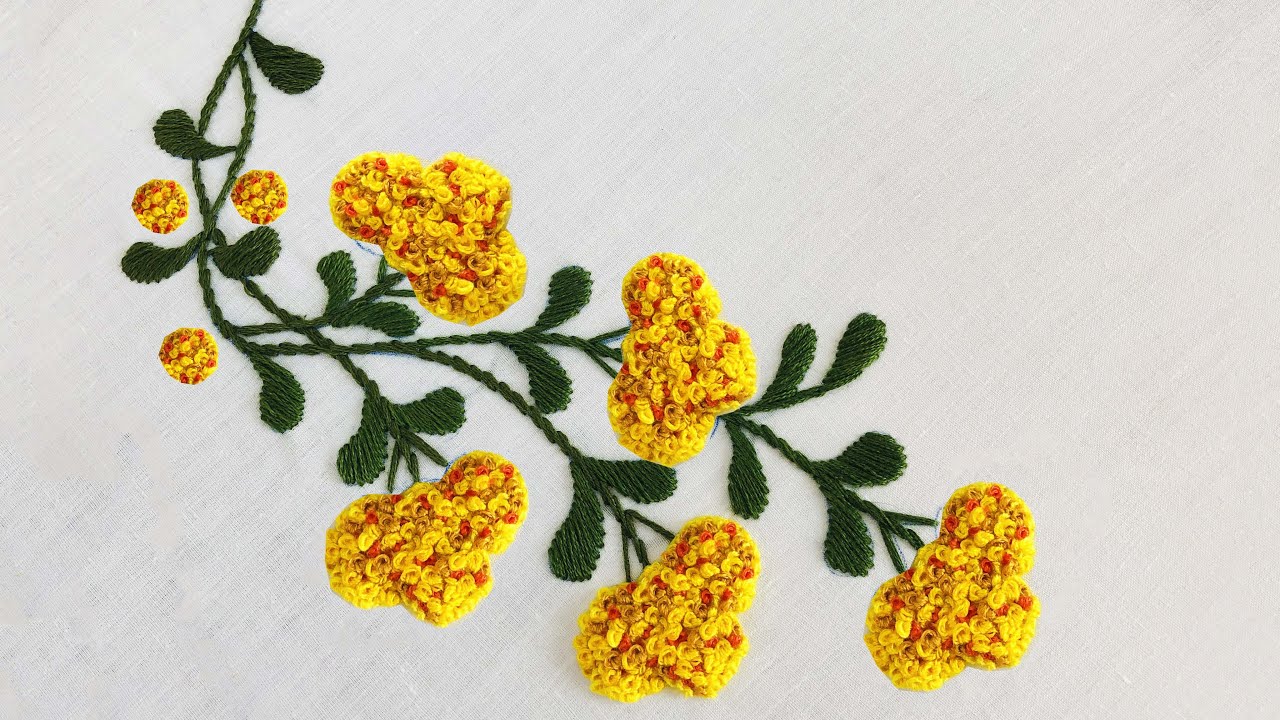 Hand Embroidery French Knot Embroidery Big Flower Embroidery