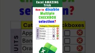 Excel Pro Trick | Disable Multiple Checkbox selection #excelshorts #exceltips #exceltricks #checkbox