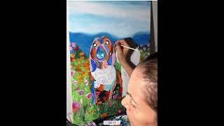 Dog’s colorful fur Painting #portrait #painting #dog #acrylic
