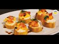 Snack it up time  peach mint  azorean prato cheese bruschettas