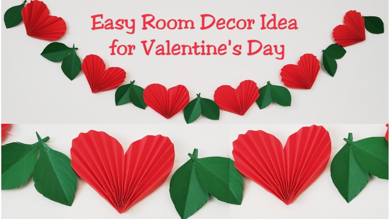 DIY Valentine's Day Room Decor/DIY Paper Heart Garland/Easy Valentine's