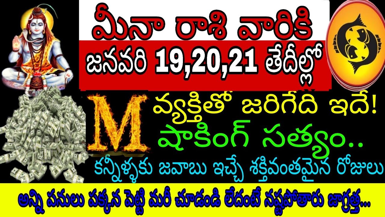 మీనా రాశి వారికి జనవరి 19 20 21 తేదీల్లో M వ్యక్తితో జరిగేది ఇదే షాకింగ్ సత్యం కన్నీళ్ళకి జవాబు