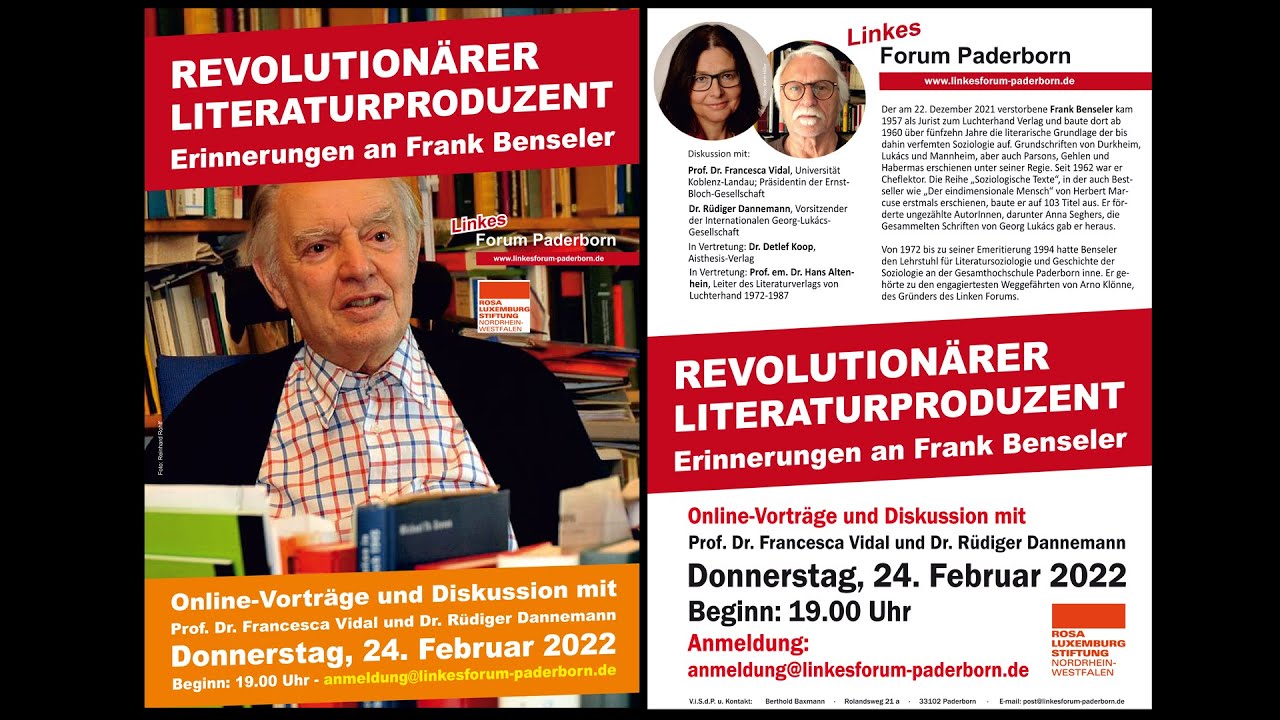 Revolutionärer Literaturproduzent - Erinnerungen an Frank Benseler