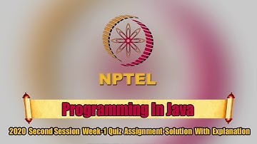 NPTEL||Programming In Java||2020 Second Session ||Week-1 Quiz Assignment Solution With Explanation