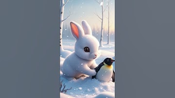 Cute rabbit rescued the poor little penguin #rabbit #cat #kitten #funny #ai #cute #funnyvideo