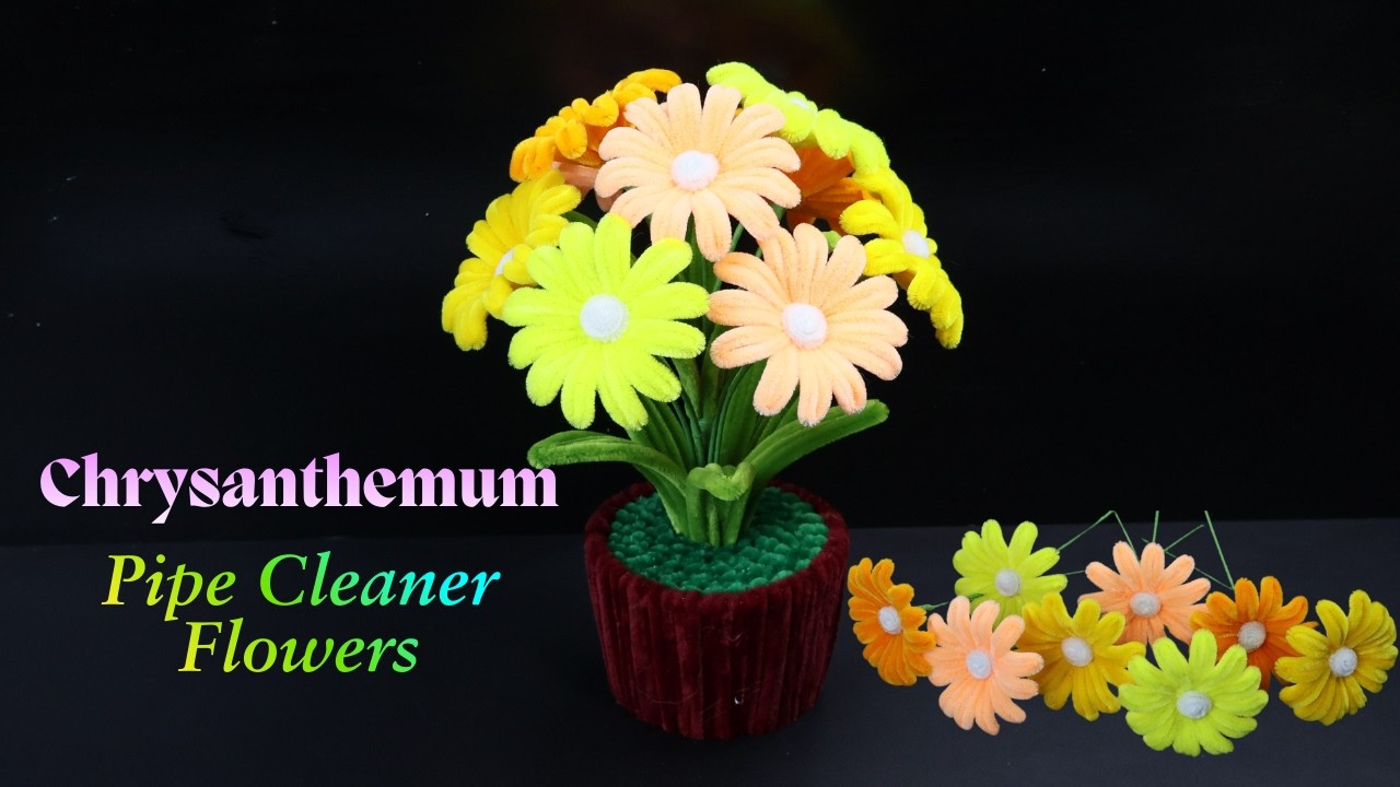 🌼 Super Easy DIY Velvet Wire Chrysanthemum Flower Tutorial | Pipe Cleaner Flower Craft