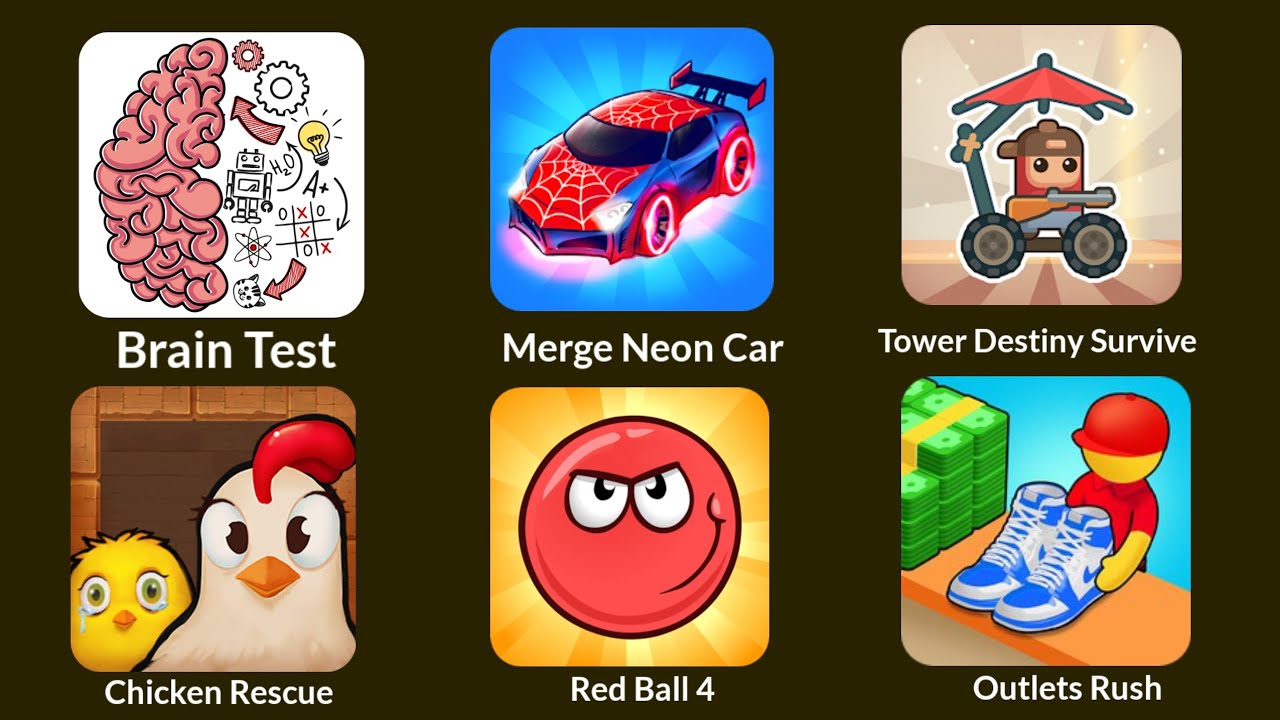 Brain Test, Merge Neon Car, Tower Destiny Survive – Smart Puzzle & Epic Merge Gameplay