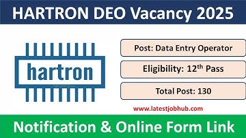 Hartron DEO Vacancy 2025 Out | Total 130 Post, View Full Details #deo #hartron #hartronvacancy