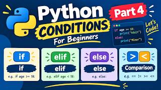 Python Conditions Explained | if, elif & else | Python Tutorial for Beginners | Part 4