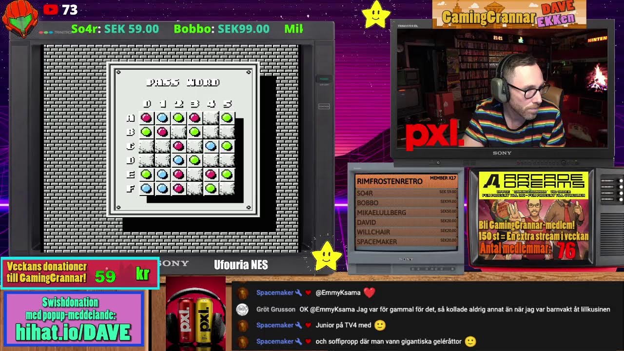 GamingGrannar Livestream ikväll kl 20:00 UFOURIA till NES!