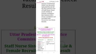 Uppsc Staff Nurse Sister Grade 2 Result With Marksheet And Final Answer Key 2022 short ytshorts