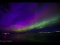 Aurora borealis northern lights on lake superior over chequamegon bay